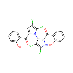 O=C(c1ccccc1O)c1[nH]c(Cl)c(Cl)c1-n1c(C(=O)c2ccccc2O)cc(Cl)c1Cl ZINC000043207346