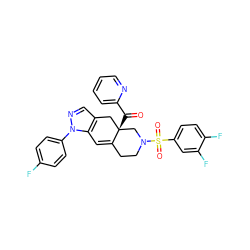 O=C(c1ccccn1)[C@]12Cc3cnn(-c4ccc(F)cc4)c3C=C1CCN(S(=O)(=O)c1ccc(F)c(F)c1)C2 ZINC000141930785