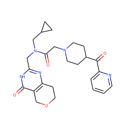 O=C(c1ccccn1)C1CCN(CC(=O)N(Cc2nc3c(c(=O)[nH]2)COCC3)CC2CC2)CC1 ZINC000208826733