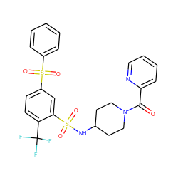 O=C(c1ccccn1)N1CCC(NS(=O)(=O)c2cc(S(=O)(=O)c3ccccc3)ccc2C(F)(F)F)CC1 ZINC000049746851