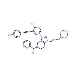 O=C(c1ccccn1)N1CCc2c(c(-c3ccc(Cl)c(C#Cc4ccc(Cl)cc4)c3)nn2CCCN2CCOCC2)C1 ZINC000049695164