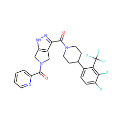 O=C(c1ccccn1)N1Cc2[nH]nc(C(=O)N3CCC(c4ccc(F)c(F)c4C(F)(F)F)CC3)c2C1 ZINC001772632305