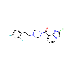 O=C(c1cccn2cc(Cl)nc12)N1CCN(CCc2ccc(F)cc2F)CC1 ZINC000073311339