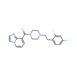 O=C(c1cccn2ccnc12)N1CCN(CCc2ccc(F)cc2F)CC1 ZINC000073297299