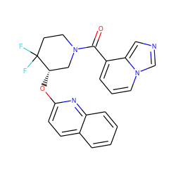 O=C(c1cccn2cncc12)N1CCC(F)(F)[C@@H](Oc2ccc3ccccc3n2)C1 ZINC001772615245