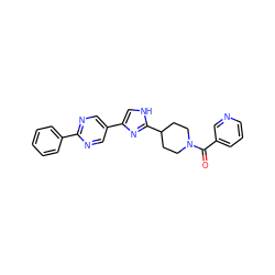 O=C(c1cccnc1)N1CCC(c2nc(-c3cnc(-c4ccccc4)nc3)c[nH]2)CC1 ZINC000118717295