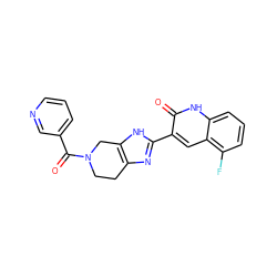 O=C(c1cccnc1)N1CCc2nc(-c3cc4c(F)cccc4[nH]c3=O)[nH]c2C1 ZINC000084587843