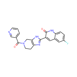 O=C(c1cccnc1)N1CCc2nc(-c3cc4cc(F)ccc4[nH]c3=O)[nH]c2C1 ZINC000068267319