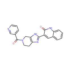 O=C(c1cccnc1)N1CCc2nc(-c3cc4ccccc4[nH]c3=O)[nH]c2C1 ZINC000084587840