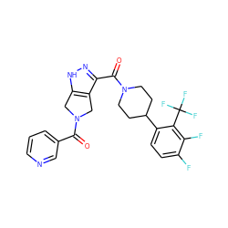 O=C(c1cccnc1)N1Cc2[nH]nc(C(=O)N3CCC(c4ccc(F)c(F)c4C(F)(F)F)CC3)c2C1 ZINC001772608039