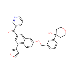 O=C(c1cccnc1)c1cc(-c2ccoc2)c2ccc(OCc3cccc(C4(O)CCOCC4)c3)cc2c1 ZINC000013759178