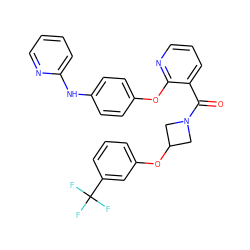 O=C(c1cccnc1Oc1ccc(Nc2ccccn2)cc1)N1CC(Oc2cccc(C(F)(F)F)c2)C1 ZINC000139423956