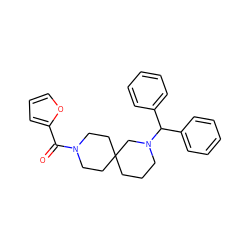 O=C(c1ccco1)N1CCC2(CCCN(C(c3ccccc3)c3ccccc3)C2)CC1 ZINC000003955815