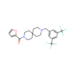 O=C(c1ccco1)N1CCC2(CCN(Cc3cc(C(F)(F)F)cc(C(F)(F)F)c3)CC2)CC1 ZINC000003955948