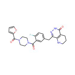 O=C(c1ccco1)N1CCN(C(=O)c2cc(Cc3n[nH]c(=O)c4c3NCCC4)ccc2F)CC1 ZINC000148341818