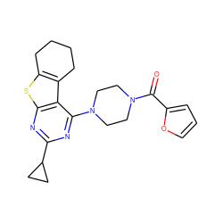 O=C(c1ccco1)N1CCN(c2nc(C3CC3)nc3sc4c(c23)CCCC4)CC1 ZINC000001377039