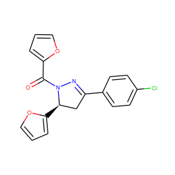 O=C(c1ccco1)N1N=C(c2ccc(Cl)cc2)C[C@H]1c1ccco1 ZINC000000548700