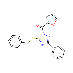 O=C(c1ccco1)n1nc(-c2ccccc2)nc1SCc1ccccc1 ZINC000002841678