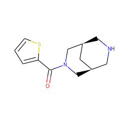 O=C(c1cccs1)N1C[C@@H]2CNC[C@@H](C2)C1 ZINC000103244622
