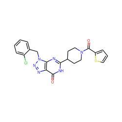 O=C(c1cccs1)N1CCC(c2nc3c(nnn3Cc3ccccc3Cl)c(=O)[nH]2)CC1 ZINC000015987578