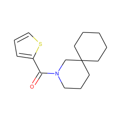 O=C(c1cccs1)N1CCCC2(CCCCC2)C1 ZINC000071295316