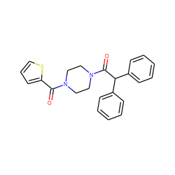 O=C(c1cccs1)N1CCN(C(=O)C(c2ccccc2)c2ccccc2)CC1 ZINC000000893073