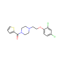 O=C(c1cccs1)N1CCN(CCOc2ccc(Cl)cc2Cl)CC1 ZINC000060558569