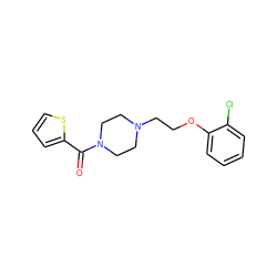 O=C(c1cccs1)N1CCN(CCOc2ccccc2Cl)CC1 ZINC000048217683