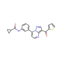 O=C(c1cccs1)c1cnn2c(-c3cccc(NC(=O)C4CC4)c3)ccnc12 ZINC000028120503