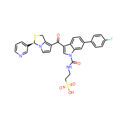 O=C(c1ccn2c1CS[C@@H]2c1cccnc1)c1cn(C(=O)NCCS(=O)(=O)O)c2cc(-c3ccc(F)cc3)ccc12 ZINC000026738944