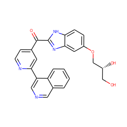 O=C(c1ccnc(-c2cncc3ccccc23)c1)c1nc2cc(OC[C@H](O)CO)ccc2[nH]1 ZINC000113145796