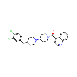 O=C(c1ccnc2ccccc12)N1CCC(N2CCC(Cc3ccc(Cl)c(Cl)c3)CC2)CC1 ZINC000028130042