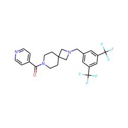 O=C(c1ccncc1)N1CCC2(CC1)CN(Cc1cc(C(F)(F)F)cc(C(F)(F)F)c1)C2 ZINC000004238096