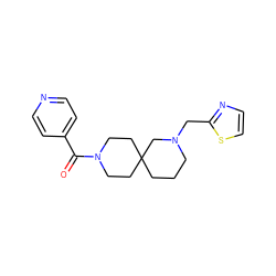 O=C(c1ccncc1)N1CCC2(CCCN(Cc3nccs3)C2)CC1 ZINC000003955773