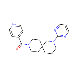 O=C(c1ccncc1)N1CCC2(CCCN(c3ncccn3)C2)CC1 ZINC000003956100