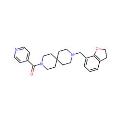 O=C(c1ccncc1)N1CCC2(CCN(Cc3cccc4c3OCC4)CC2)CC1 ZINC000034984690