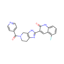 O=C(c1ccncc1)N1CCc2nc(-c3cc4c(F)cccc4[nH]c3=O)[nH]c2C1 ZINC000084588043