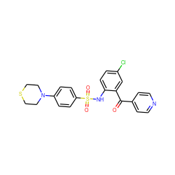 O=C(c1ccncc1)c1cc(Cl)ccc1NS(=O)(=O)c1ccc(N2CCSCC2)cc1 ZINC000113625436