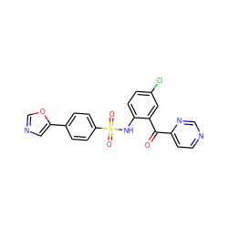 O=C(c1ccncn1)c1cc(Cl)ccc1NS(=O)(=O)c1ccc(-c2cnco2)cc1 ZINC000038561311