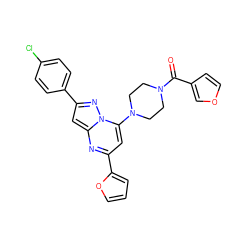 O=C(c1ccoc1)N1CCN(c2cc(-c3ccco3)nc3cc(-c4ccc(Cl)cc4)nn23)CC1 ZINC000095569379