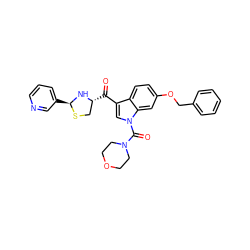 O=C(c1cn(C(=O)N2CCOCC2)c2cc(OCc3ccccc3)ccc12)[C@@H]1CS[C@@H](c2cccnc2)N1 ZINC000026160431