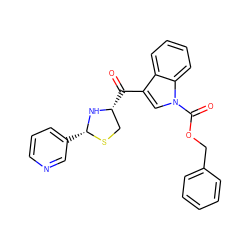 O=C(c1cn(C(=O)OCc2ccccc2)c2ccccc12)[C@@H]1CS[C@H](c2cccnc2)N1 ZINC000013737511