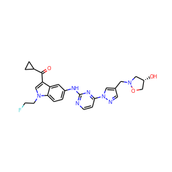 O=C(c1cn(CCF)c2ccc(Nc3nccc(-n4cc(CN5C[C@H](O)CO5)cn4)n3)cc12)C1CC1 ZINC001772610130