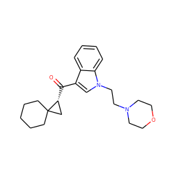 O=C(c1cn(CCN2CCOCC2)c2ccccc12)[C@@H]1CC12CCCCC2 ZINC000045298888