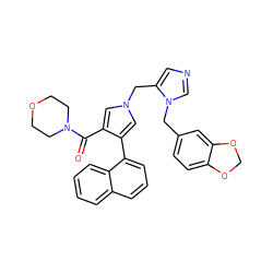 O=C(c1cn(Cc2cncn2Cc2ccc3c(c2)OCO3)cc1-c1cccc2ccccc12)N1CCOCC1 ZINC000026830655