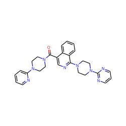 O=C(c1cnc(N2CCN(c3ncccn3)CC2)c2ccccc12)N1CCN(c2ccccn2)CC1 ZINC000020104038