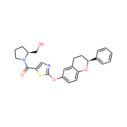 O=C(c1cnc(Oc2ccc3c(c2)CC[C@@H](c2ccccc2)O3)s1)N1CCC[C@H]1CO ZINC000145599952