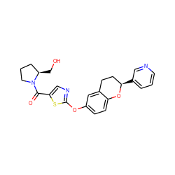 O=C(c1cnc(Oc2ccc3c(c2)CC[C@@H](c2cccnc2)O3)s1)N1CCC[C@H]1CO ZINC000145550459