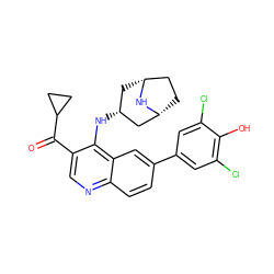 O=C(c1cnc2ccc(-c3cc(Cl)c(O)c(Cl)c3)cc2c1N[C@@H]1C[C@@H]2CC[C@H](C1)N2)C1CC1 ZINC000473152118