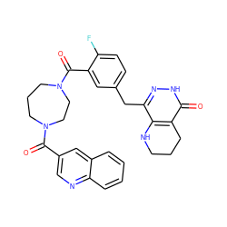 O=C(c1cnc2ccccc2c1)N1CCCN(C(=O)c2cc(Cc3n[nH]c(=O)c4c3NCCC4)ccc2F)CC1 ZINC000140533021